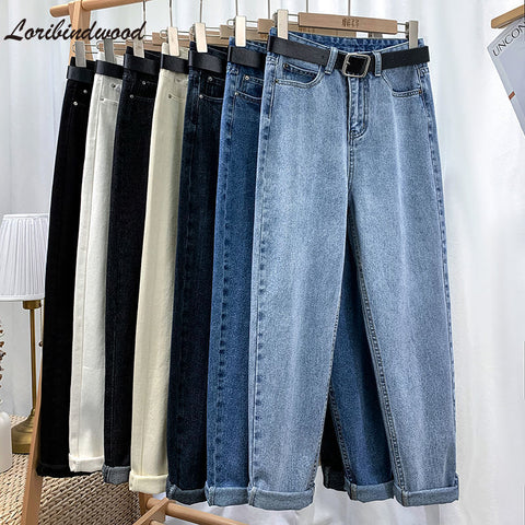 Streetwear Blue Autumn Jeans Plus Size  Pants Vintage Denim Trousers