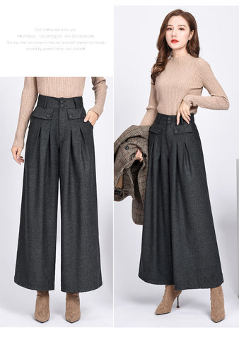 pants female high waist pleated wide leg pants capris for women trousers