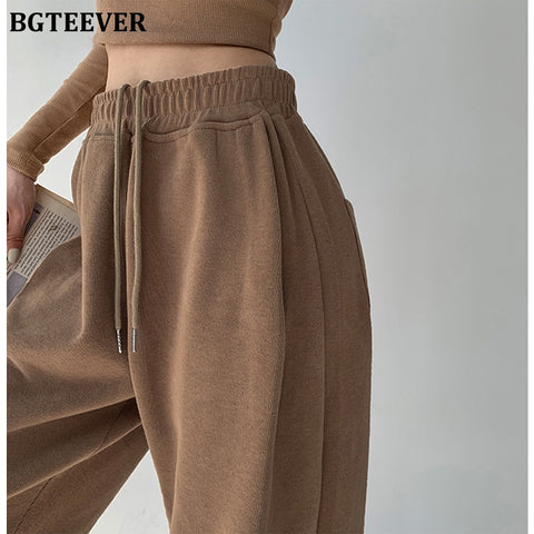 Chic Casual Drawstring Lace-up Women Trousers