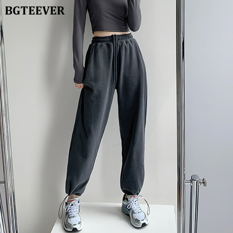 Chic Casual Drawstring Lace-up Women Trousers