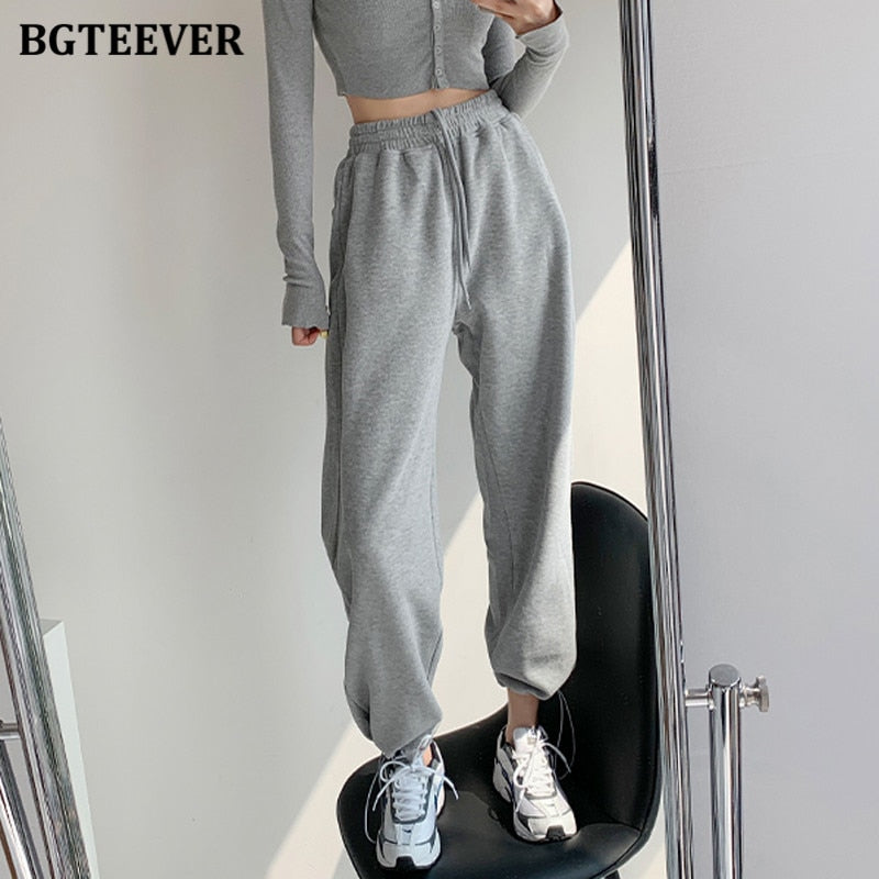 Chic Casual Drawstring Lace-up Women Trousers