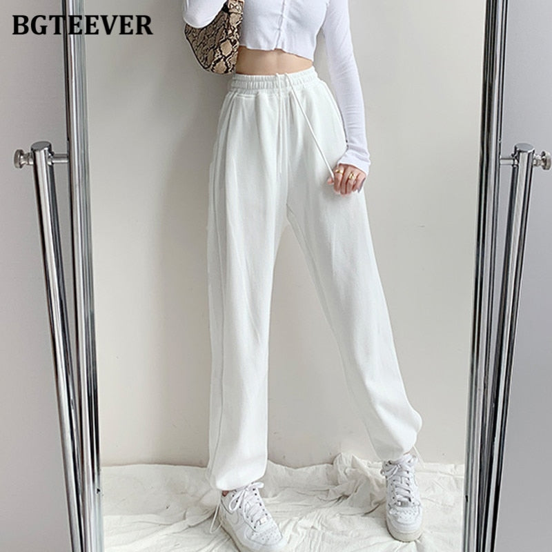 Chic Casual Drawstring Lace-up Women Trousers