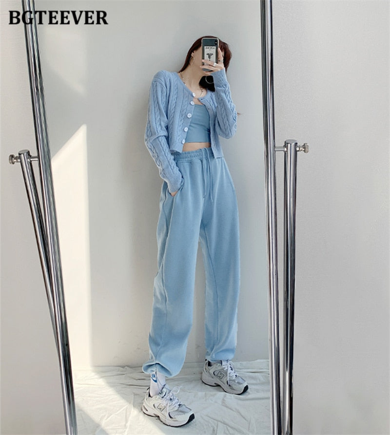 Chic Casual Drawstring Lace-up Women Trousers