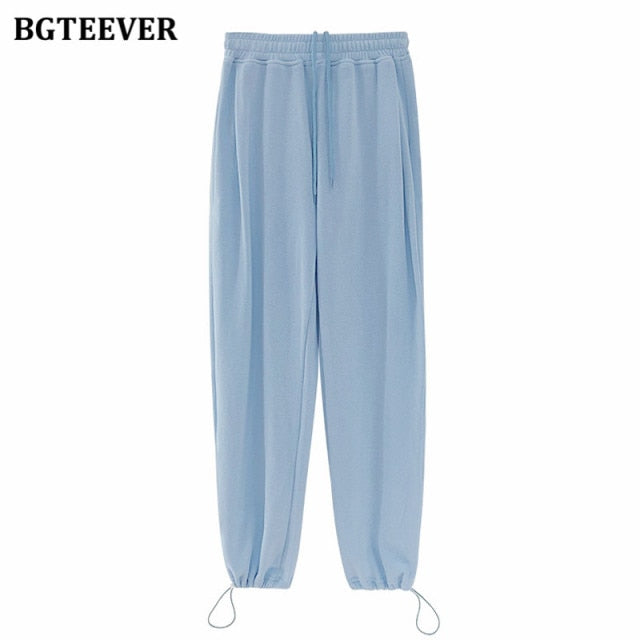 Chic Casual Drawstring Lace-up Women Trousers