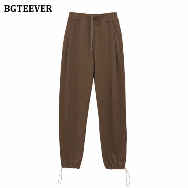 Chic Casual Drawstring Lace-up Women Trousers