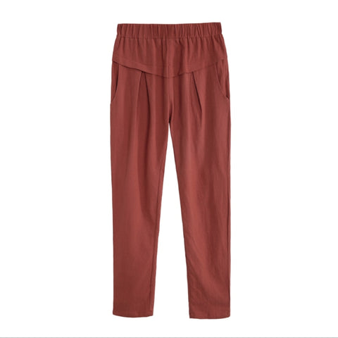 Cotton Pants for Women Trousers Loose Casual Solid Color