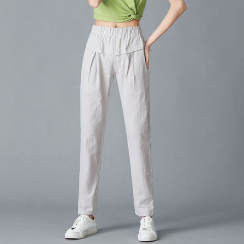 Cotton Pants for Women Trousers Loose Casual Solid Color