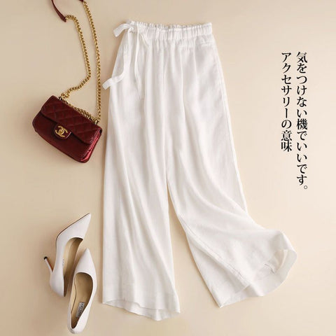 Cotton linen straight loose wide-leg 8 colors pants