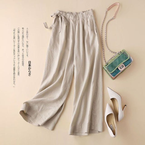 Cotton linen straight loose wide-leg 8 colors pants