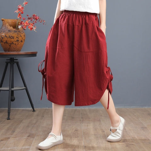 Loose Bloomers Casual Elastic Waist Wide Leg Pants Large Size