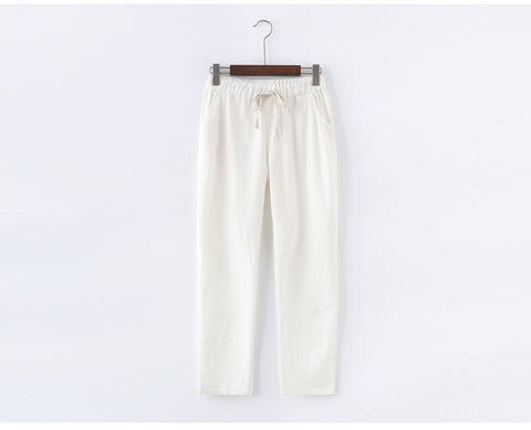 Casual Long Ankle Length Trousers Plus Size Elastic Waist