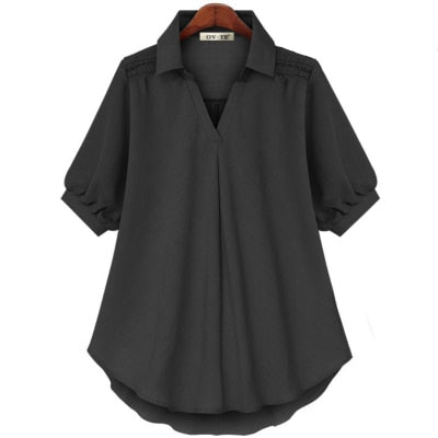 Ladies Blouse and Shirts Chic Blouse Loose Short Sleeve