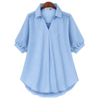 Ladies Blouse and Shirts Chic Blouse Loose Short Sleeve