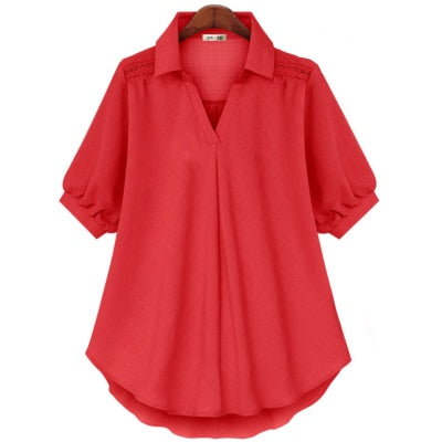 Ladies Blouse and Shirts Chic Blouse Loose Short Sleeve