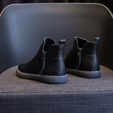 Genuine Leather Boots Women Heels Platform Zipper Designer Shoes