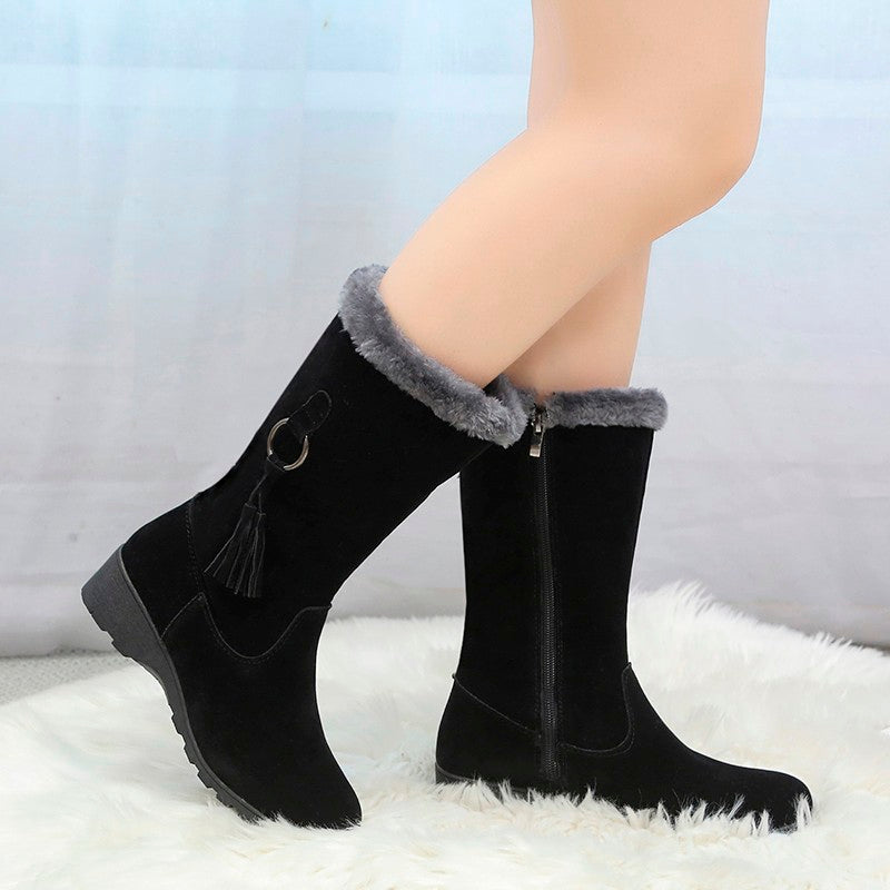 Warm Chelsea High Boots Winter Shoes Woman Flats Fashion Gladiator