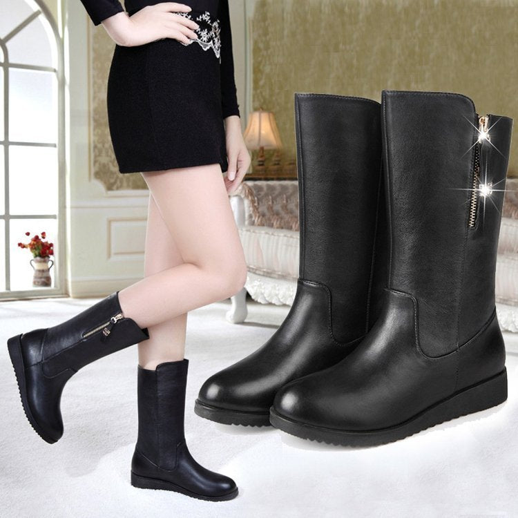 Warm Chelsea High Boots Winter Shoes Woman Flats Fashion Gladiator