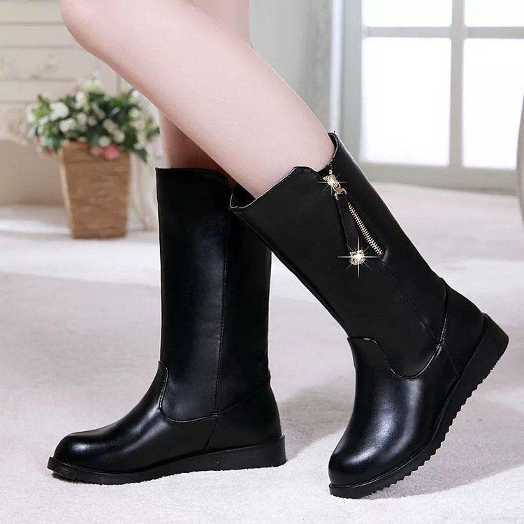 Warm Chelsea High Boots Winter Shoes Woman Flats Fashion Gladiator