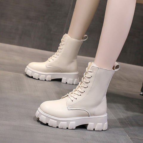Ladies Platform Ankle Boots for Women  Plush PU Leather Botas Mujer