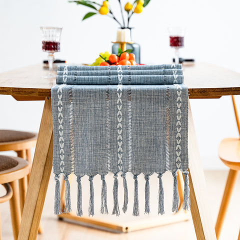 Vintage Woven Tassel Table Runner Tablecloth