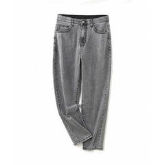 Fashion woman Gray jeans plus size loose casual trouser