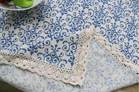 Retro Blue and White Cotton TableCloth