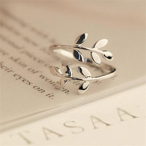Charms Olive Tree Branch Leaves Open Ring