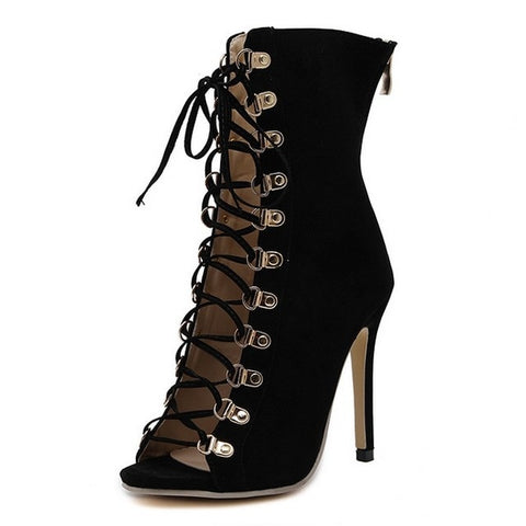 Chains Rope Sandals High Heel Gladiator Sandals Women Lace Up