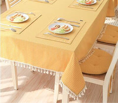 Japan Style Linen Cotton Tassel Table Cloth