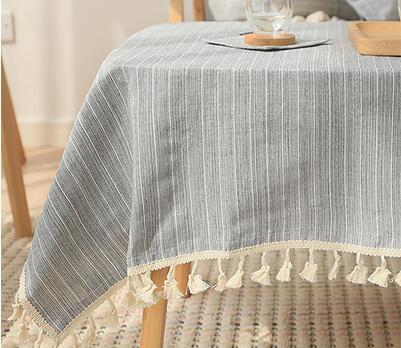 Japan Style Linen Cotton Tassel Table Cloth