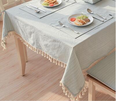 Japan Style Linen Cotton Tassel Table Cloth