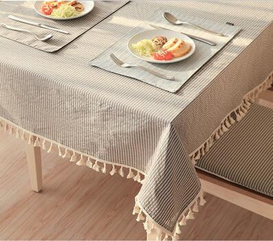 Japan Style Linen Cotton Tassel Table Cloth