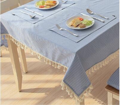 Japan Style Linen Cotton Tassel Table Cloth