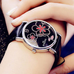 Back surface flower design Ladies Watch