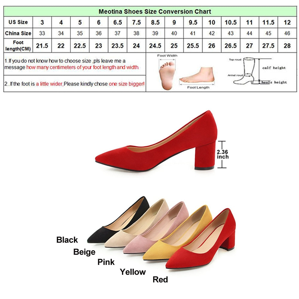 Thick High Heels Pumps Pointed Toe Work Shoes