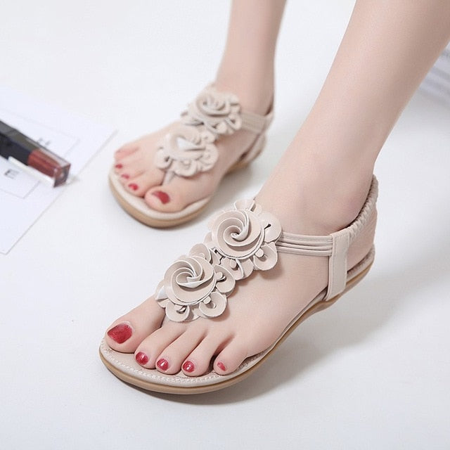 Casual Bohemia Flat Sandals Shoes Woman Flower Flip flop Sweet Beach Sandals