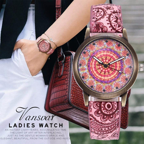 Creative Flower Watches Ladies Fashion Casual Leather Quartz Wristwatches