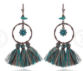 Bead long tassel bohemian earrings