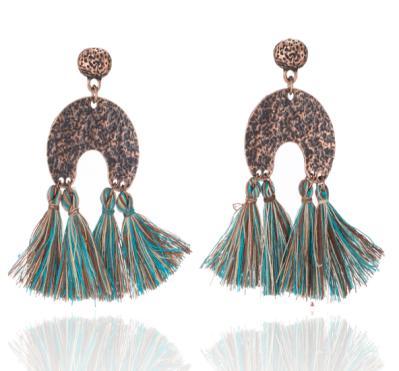 Bead long tassel bohemian earrings