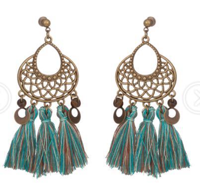 Bead long tassel bohemian earrings