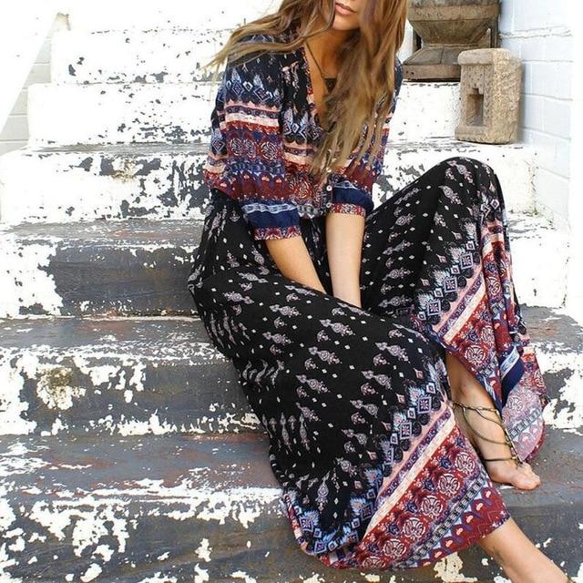 Bohemia Floral Print Long Maxi Dresses