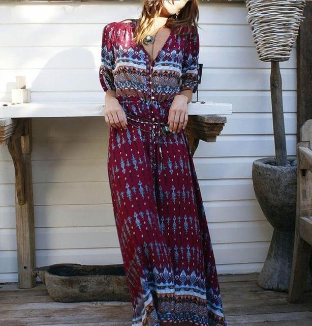 Bohemia Floral Print Long Maxi Dresses