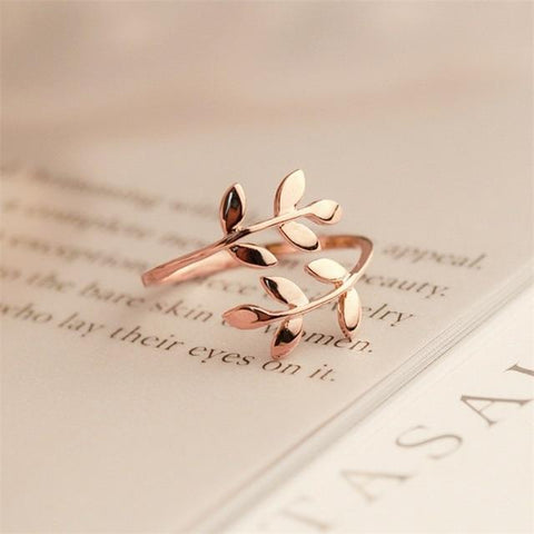 Charms Olive Tree Branch Leaves Open Ring