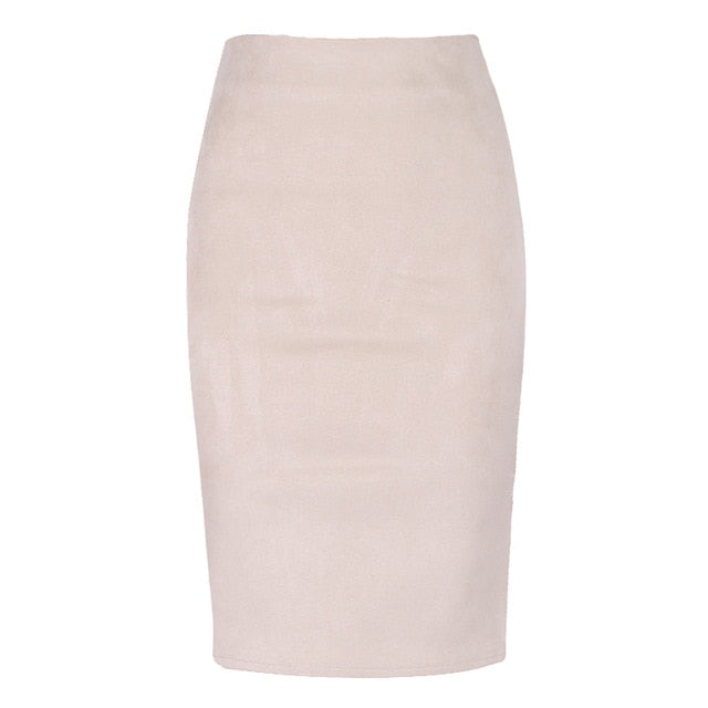 Sexy Multi Color Suede Midi Pencil Skirt