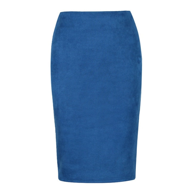 Sexy Multi Color Suede Midi Pencil Skirt