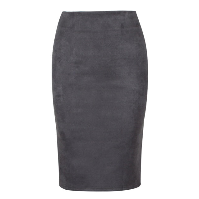 Sexy Multi Color Suede Midi Pencil Skirt