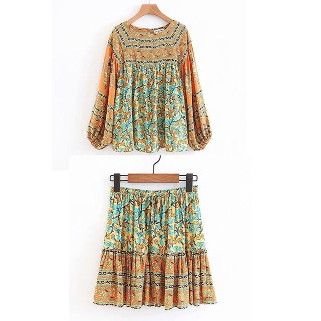 Boho Hippie Gypsy Print Skirt or Blouse or set