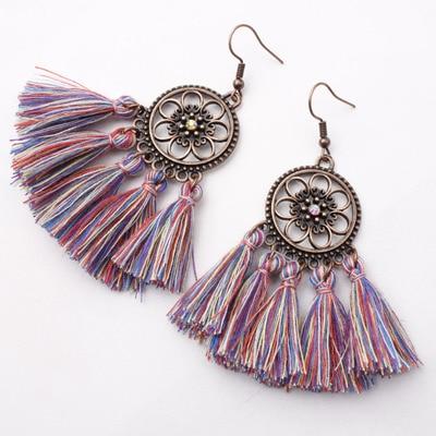 Ethnic Bohemian Drop Dangle Long Rope Retro Tassel Earrings