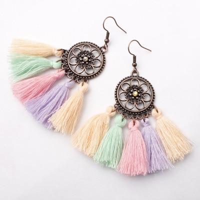 Ethnic Bohemian Drop Dangle Long Rope Retro Tassel Earrings