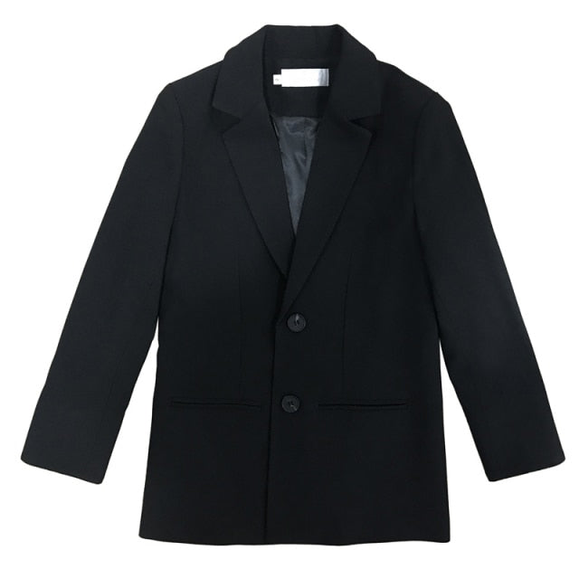 Single Breasted Black Casual Blazer Notched Collar Jacket